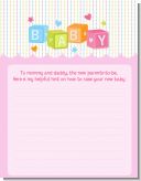 Baby Blocks Pink - Baby Shower Notes of Advice