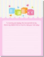 Baby Blocks Pink - Baby Shower Notes of Advice