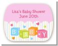 Baby Blocks Pink - Personalized Baby Shower Rounded Corner Stickers thumbnail