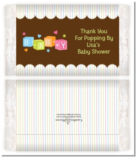 Baby Blocks - Personalized Popcorn Wrapper Baby Shower Favors