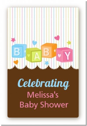 Baby Blocks - Custom Large Rectangle Baby Shower Sticker/Labels