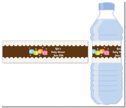 Baby Blocks - Personalized Baby Shower Water Bottle Labels