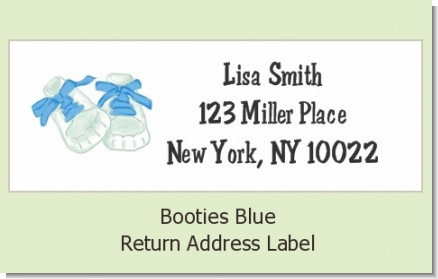 Booties Blue - Baby Shower Return Address Labels