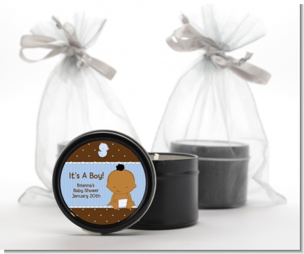 Baby Boy African American - Baby Shower Black Candle Tin Favors