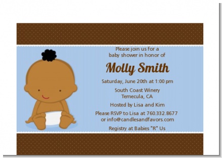 Baby Boy African American - Baby Shower Petite Invitations