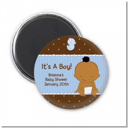 Baby Boy African American - Personalized Baby Shower Magnet Favors