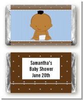Baby Boy African American - Personalized Baby Shower Mini Candy Bar Wrappers