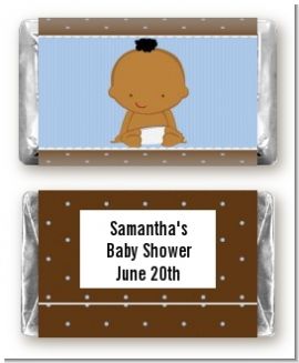 Baby Boy African American - Personalized Baby Shower Mini Candy Bar Wrappers