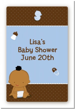 Baby Boy African American - Custom Large Rectangle Baby Shower Sticker/Labels