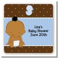 Baby Boy African American - Square Personalized Baby Shower Sticker Labels thumbnail