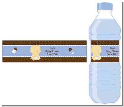 Baby Boy Asian - Personalized Baby Shower Water Bottle Labels