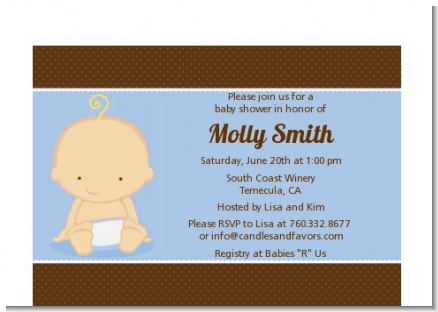 Baby Boy Caucasian - Baby Shower Petite Invitations