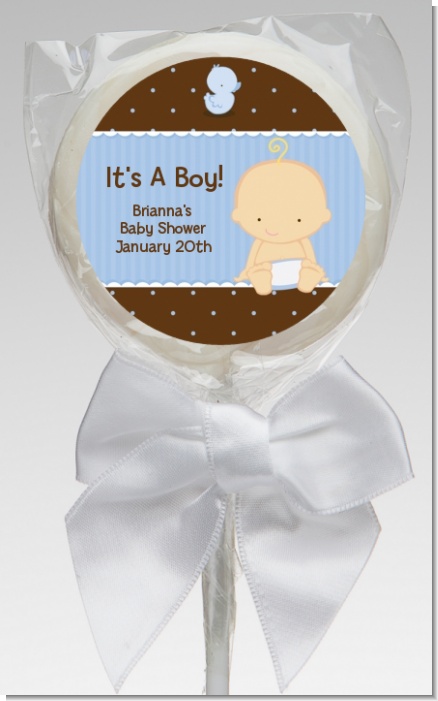 Baby Boy Caucasian - Personalized Baby Shower Lollipop Favors