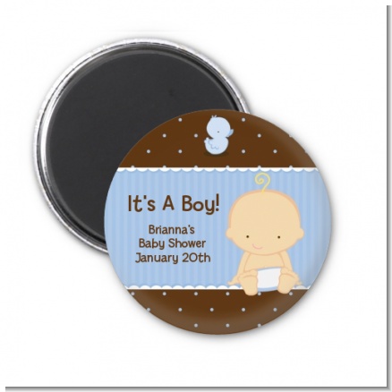 Baby Boy Caucasian - Personalized Baby Shower Magnet Favors