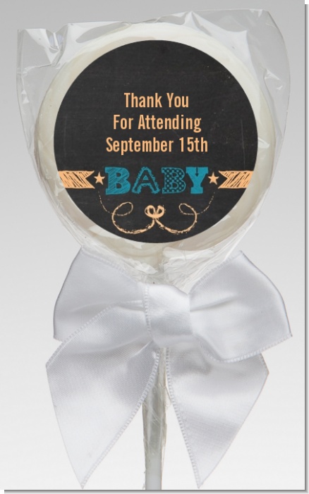 Baby Boy Chalk Inspired - Personalized Baby Shower Lollipop Favors