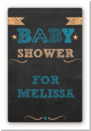 Baby Boy Chalk Inspired - Custom Large Rectangle Baby Shower Sticker/Labels