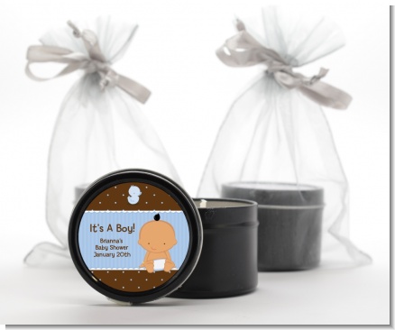 Baby Boy Hispanic - Baby Shower Black Candle Tin Favors