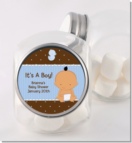 Baby Boy Hispanic - Personalized Baby Shower Candy Jar
