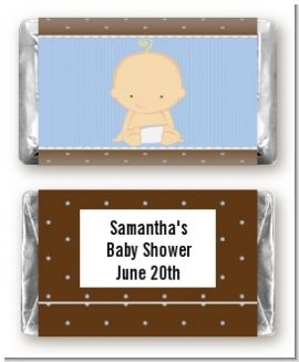 Baby Boy Caucasian - Personalized Baby Shower Mini Candy Bar Wrappers