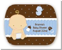 Baby Boy Caucasian - Personalized Baby Shower Rounded Corner Stickers