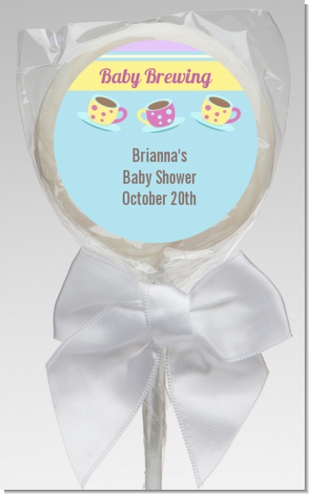 Baby Brewing Tea Party - Personalized Baby Shower Lollipop Favors
