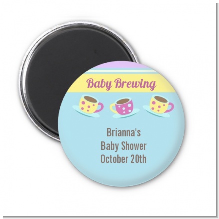 Baby Brewing Tea Party - Personalized Baby Shower Magnet Favors