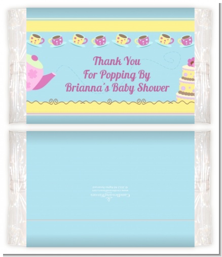 Baby Brewing Tea Party - Personalized Popcorn Wrapper Baby Shower Favors