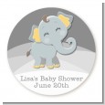 Baby Elephant - Round Personalized Baby Shower Sticker Labels thumbnail