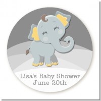Baby Elephant - Round Personalized Baby Shower Sticker Labels
