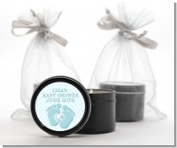 Baby Feet Baby Boy - Baby Shower Black Candle Tin Favors