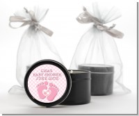 Baby Feet Baby Girl - Baby Shower Black Candle Tin Favors