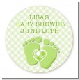 Baby Feet Baby Green - Round Personalized Baby Shower Sticker Labels thumbnail