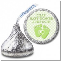 Baby Feet Baby Green - Hershey Kiss Baby Shower Sticker Labels