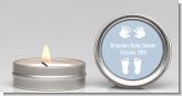 Baby Feet Pitter Patter Blue - Baby Shower Candle Favors