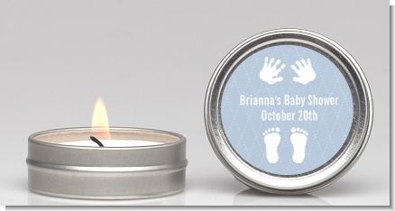 Baby Feet Pitter Patter Blue - Baby Shower Candle Favors