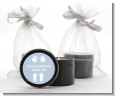 Baby Feet Pitter Patter Blue - Baby Shower Black Candle Tin Favors thumbnail