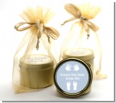 Baby Feet Pitter Patter Blue - Baby Shower Gold Tin Candle Favors