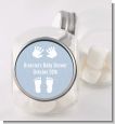 Baby Feet Pitter Patter Blue - Personalized Baby Shower Candy Jar thumbnail