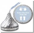 Baby Feet Pitter Patter Blue - Hershey Kiss Baby Shower Sticker Labels thumbnail