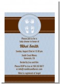 Baby Feet Pitter Patter Blue - Baby Shower Petite Invitations