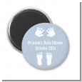 Baby Feet Pitter Patter Blue - Personalized Baby Shower Magnet Favors thumbnail