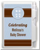 Baby Feet Pitter Patter Blue - Baby Shower Personalized Notebook Favor