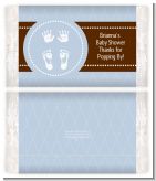 Baby Feet Pitter Patter Blue - Personalized Popcorn Wrapper Baby Shower Favors