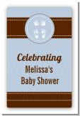 Baby Feet Pitter Patter Blue - Custom Large Rectangle Baby Shower Sticker/Labels