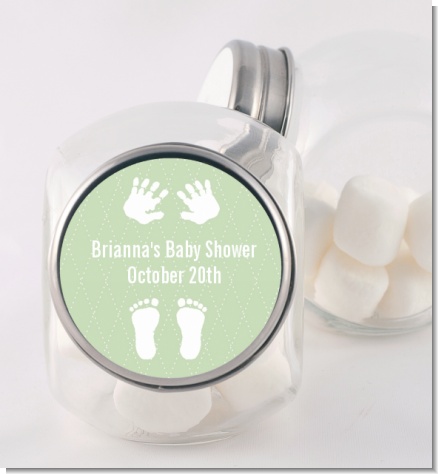 Baby Feet Pitter Patter Neutral - Personalized Baby Shower Candy Jar