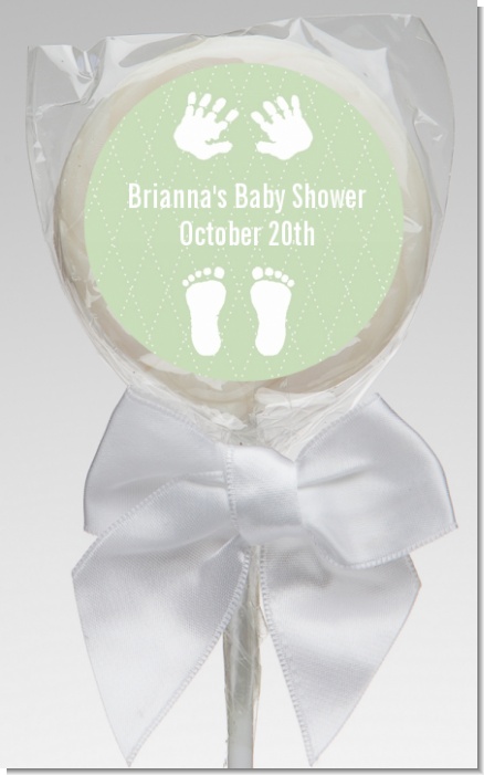 Baby Feet Pitter Patter Neutral - Personalized Baby Shower Lollipop Favors