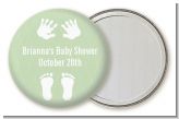 Baby Feet Pitter Patter Neutral - Personalized Baby Shower Pocket Mirror Favors