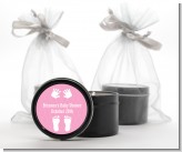 Baby Feet Pitter Patter Pink - Baby Shower Black Candle Tin Favors