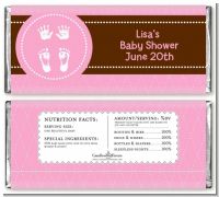 Baby Feet Pitter Patter Pink - Personalized Baby Shower Candy Bar Wrappers