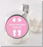Baby Feet Pitter Patter Pink - Personalized Baby Shower Candy Jar